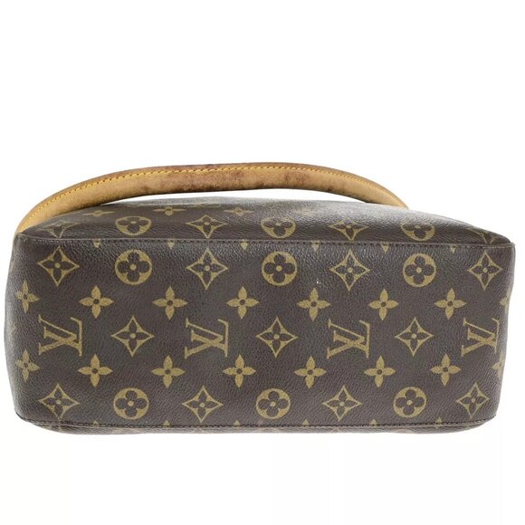 LOUIS VUITTON Logo Looping GM Shoulder Bag Monogram Leather Brown - Picture 13 of 16